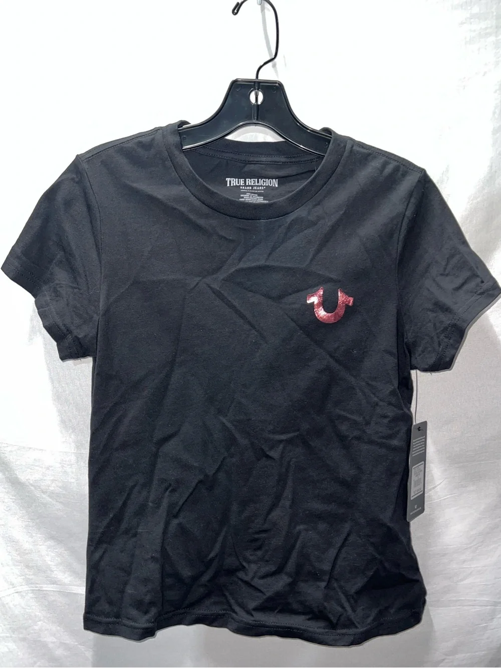 True Religion Black Tee with Pink Accent Logo - Short Sleeve